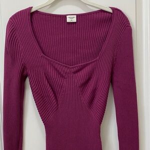 Abercrombie & Fitch Magenta Ribbed Bodysuit